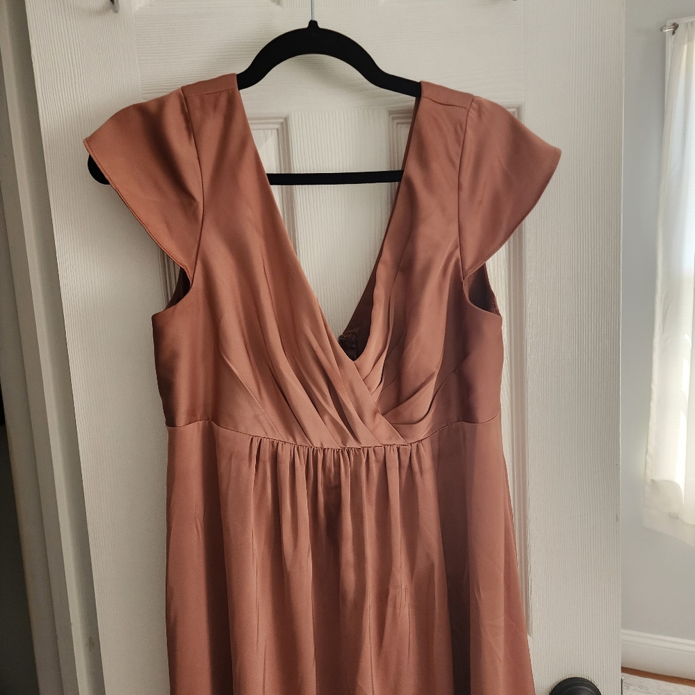 Azazie Allessia in bronzer maternity bridesmaid dress